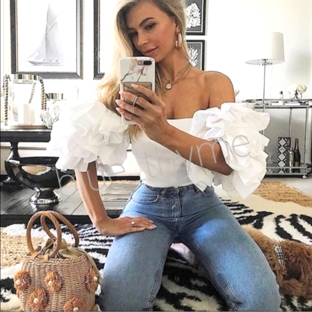 Zara RUFFLED Poplin Top - Picture 3 of 9